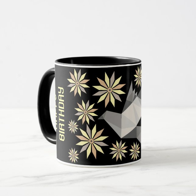 CADEAU D'ANNIVERSAIRE OISEAU FLEUR SIMPLE TASSE PO (Devant gauche)