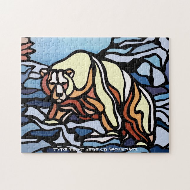 Cadeau d'art personnalisé par puzzle d'ours blanc (Horizontal)