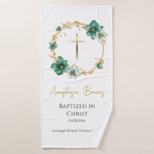 Cadeau de baptême orthodoxe Fleurs Bleu sarcelle e