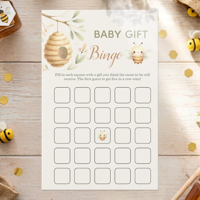 Cadeau de Bébé Abeille Bingo Il ou Elle Révélation (Baby Gift Bingo Baby Shower Game. He or She? What Will Baby Bee? Gender Reveal)