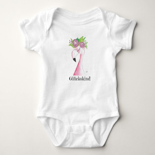 Cadeau de bébé, Babybody, Body flamant rose, bébé (Devant)
