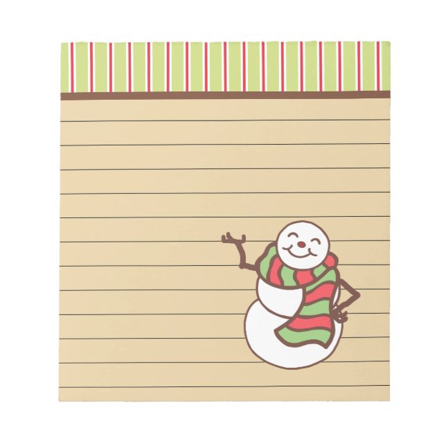 Cadeau de bloc-notes bonhomme de neige des Fêtes d (Devant)