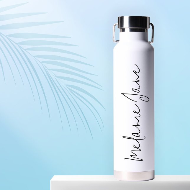 Cadeau de bouteille d'eau de mariage blanc avec éc (Stylishly Personalize with Your Cusom Name.)