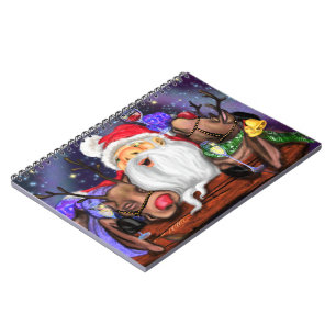 Cadeau de Carnet de Noël Père Noël et Reindeers - 