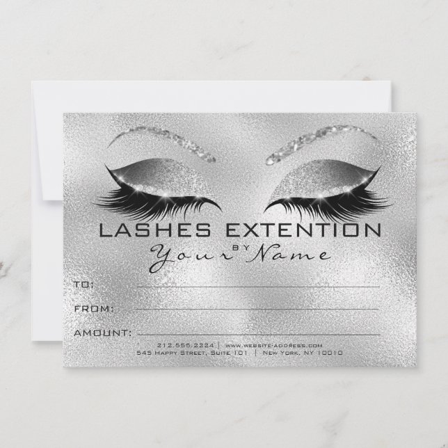 Cadeau de Certificat de Beauté de Cils Gris Argent (Devant)