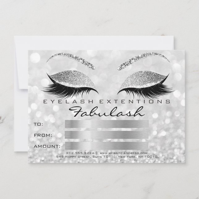 Cadeau de certificat de maquillage Luxe Cils Gris  (Devant)