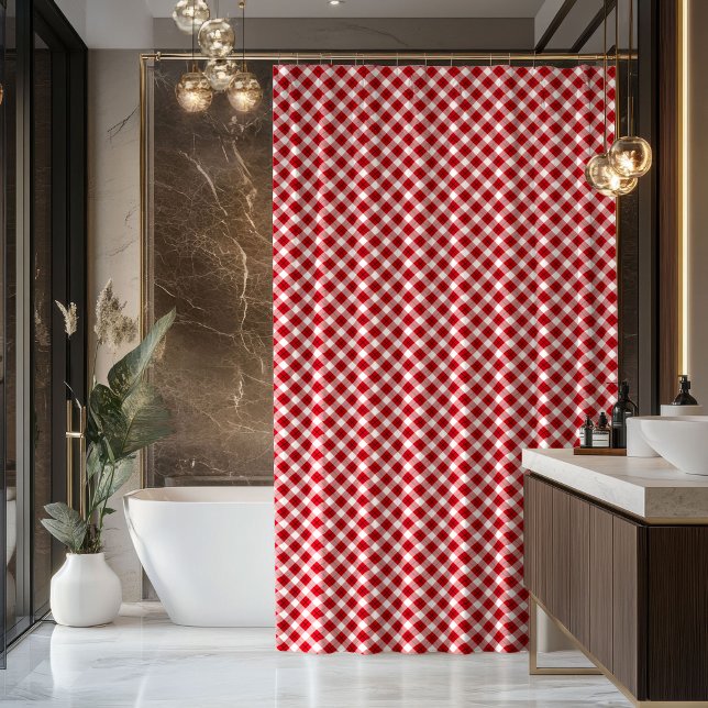 Cadeau de Chauffe Maison Rideau Style Douche Tarta (Housewarming Gift Red Black Tartan Shower Style)