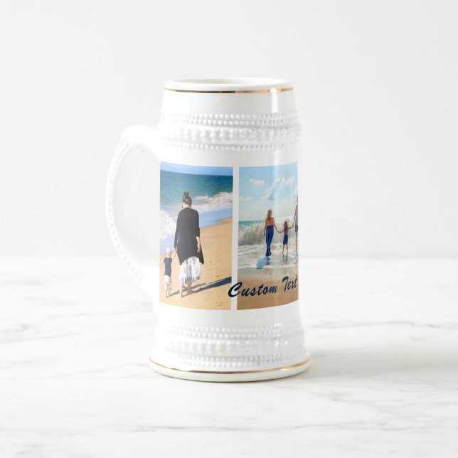 Cadeau de chope à bière avec collage de photos et  (Devant gauche)