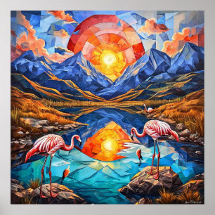 Cadeau de décoration de lac de montagne flamant ro