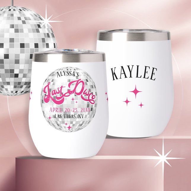 Cadeau de Faveur de Dernière Disco de Fille de la  (Bride's Last Disco personalized bridesmaid guest name wine coffee tumbler bachelorette party gift)