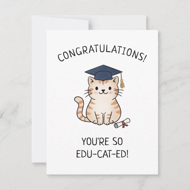 Cadeau de fin d'études drôle avec un chat mignon (Devant)
