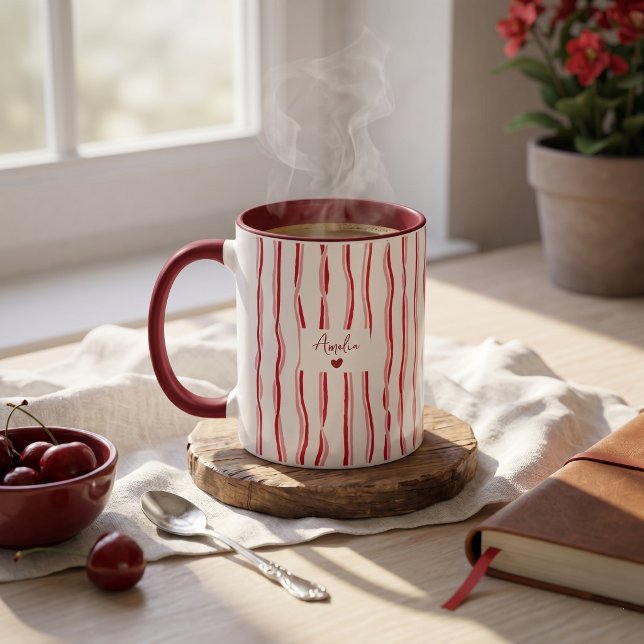 Cadeau de la fête des pères pour papa Mug rayures  (Créateur téléchargé)