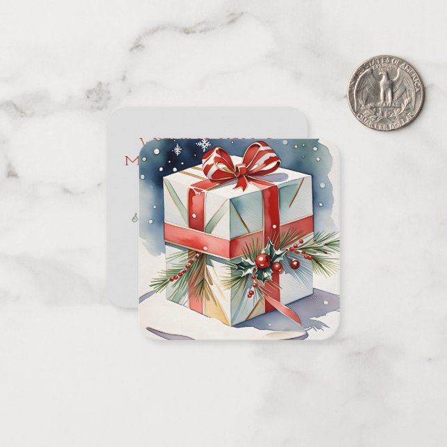 Cadeau de la Mini Carte de Noël Joy (Devant/Arrière en situation)