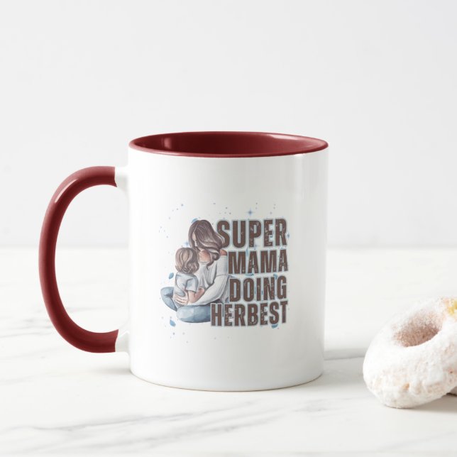 Cadeau de Maman Supplémentaire Mug de Typographie  (Avec donut)