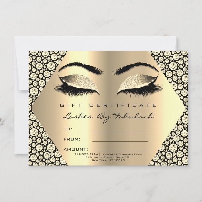 Cadeau de maquillage Gold Diamond Certificat cadea (Devant)