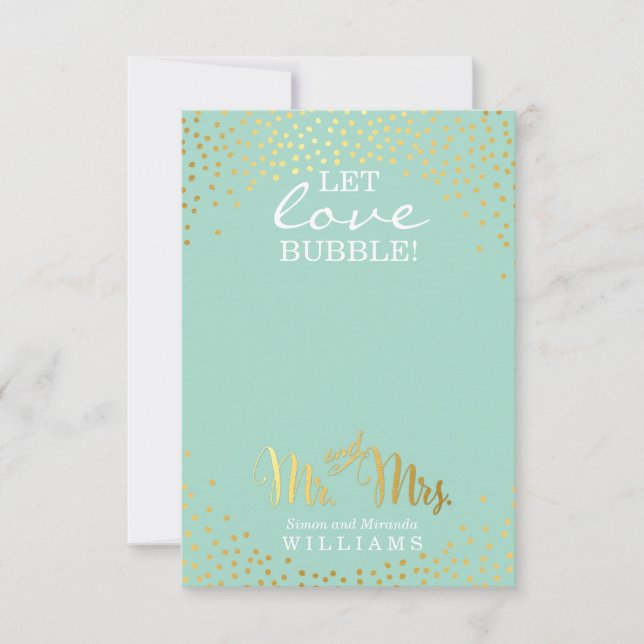 CADEAU DE MARIAGE confettis menthe à taches dorées (Devant)