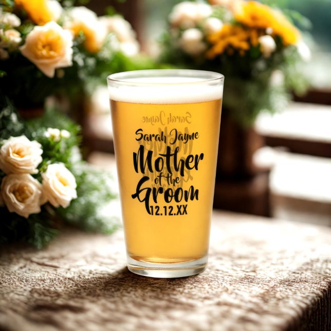 Cadeau de mariage pour la mère du marié en verre p (Treat the Mother of the Groom to this glass with her name and your wedding date)