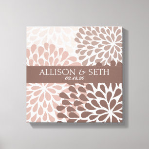 Cadeau de mariage sur toile Chrysanthème (Muscade)