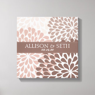Cadeau de mariage sur toile Chrysanthème (Muscade)
