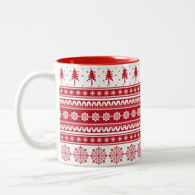 Cadeau de Motif rouge nordique Mug de Noël scandin (Gauche)