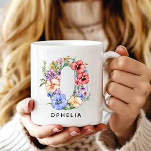 Cadeau de mug à l'alphabet floral personnalisé pou