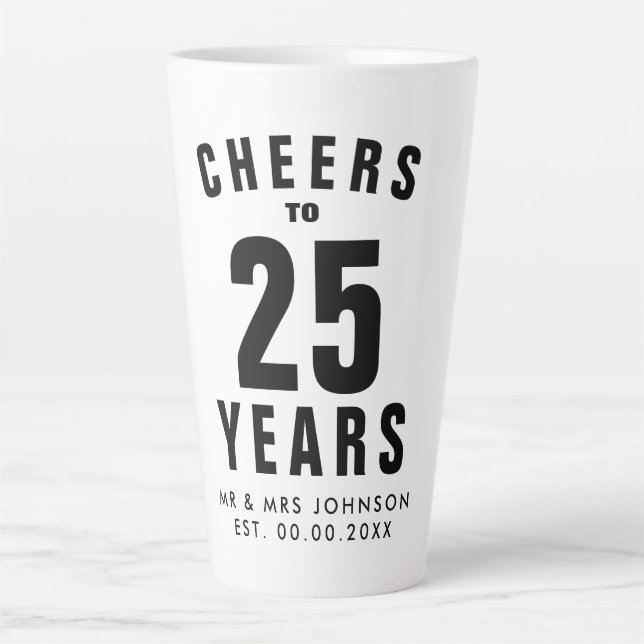 Cadeau de mug à latte pour 25e anniversaire de mar (Devant)