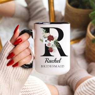 Cadeau de mug alphabet floral personnalisé pour de