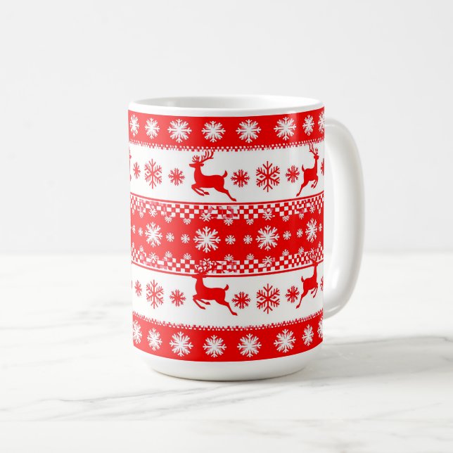 Cadeau de mug de Noël flocon de neige de renne (Devant droit)