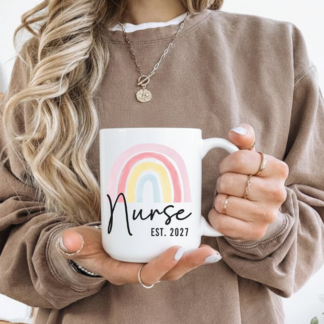 Cadeau de Mug de Remise des Diplômes d'Infirmière  (Custom Rainbow Coffee Cup, Nurse Appreciation Gift, Graduation or Birthday Gift, Custom Nurse Mug,)
