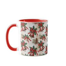 Cadeau de mug festif vintage Noël cloches de houx
