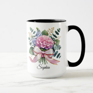 Cadeau de mug personnalisé avec fleur d'hortensia