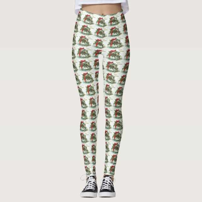 Cadeau de Noël avec Bow rouge et Leggings Holly (Devant)