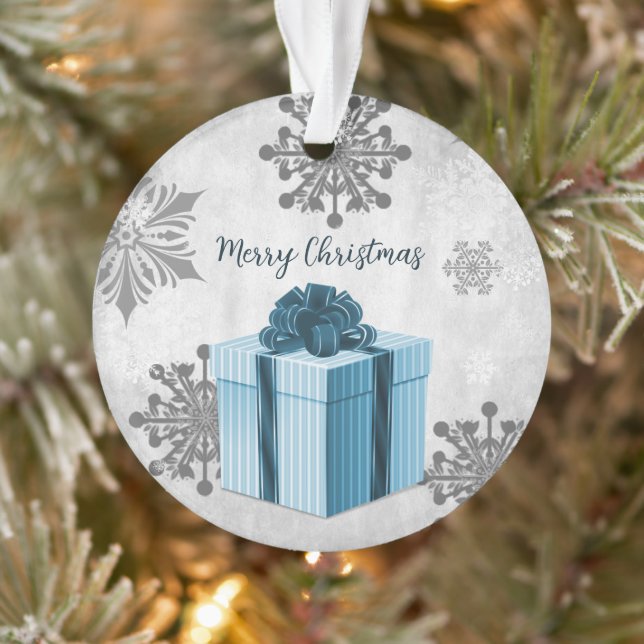 Cadeau de Noël bleu Ornement de Noël (Arbre)
