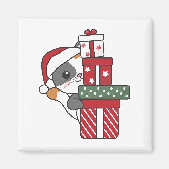 Cadeau de Noël Chat Animaux d'hiver Chats Magnet (Devant)
