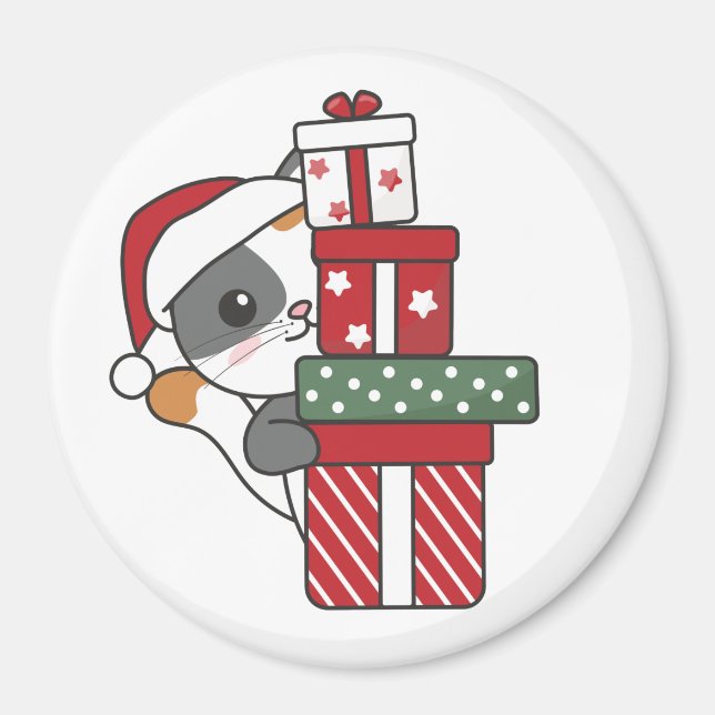 Cadeau de Noël Chat Animaux d'hiver Chats Magnet (Devant)
