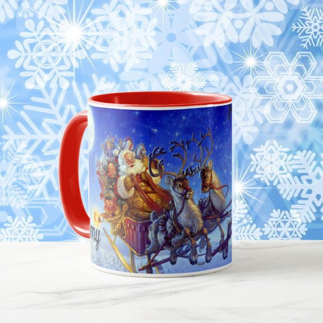 Cadeau de Noël Cute Santa Claus Sleigh Mug (Créateur téléchargé)