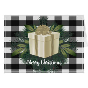 Cadeau de Noël Plaid Buffalo   Gold Holiday