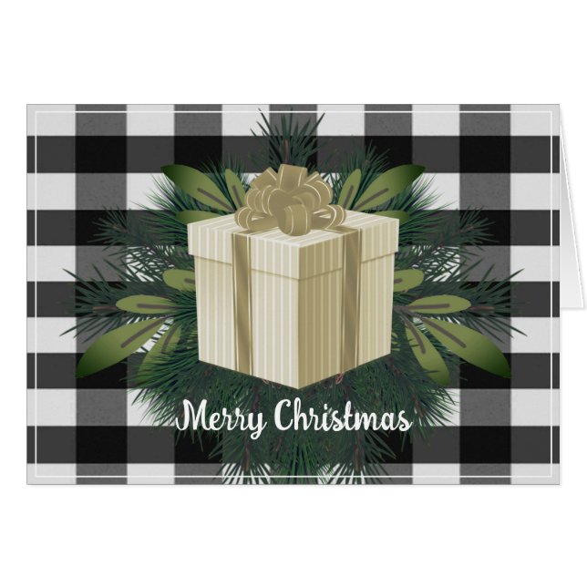 Cadeau de Noël Plaid Buffalo | Gold Holiday (Devant horizontal)