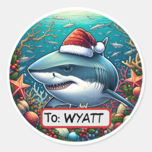 Cadeau de Noël requin Étiquette