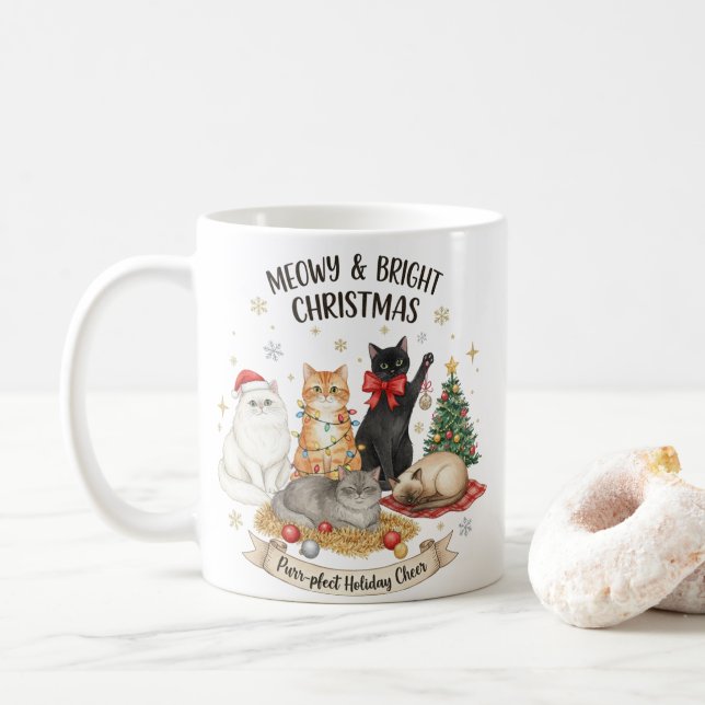 Cadeau de Noël tasse pour amateurs de chats (Avec donut)