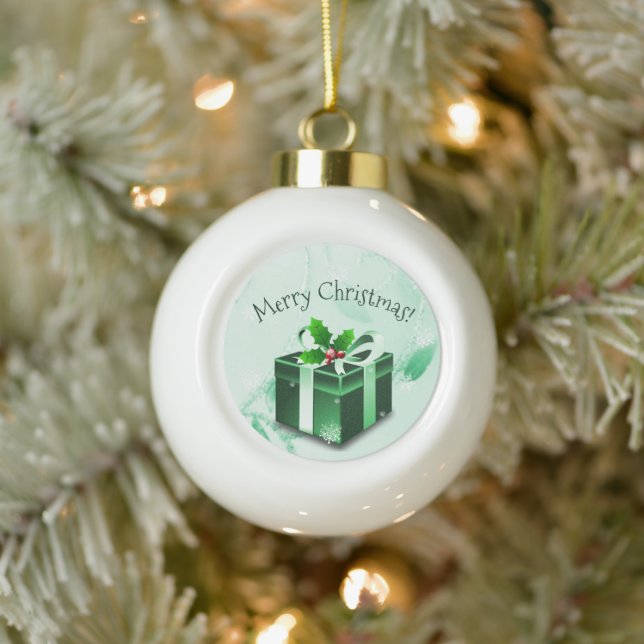Cadeau de Noël vert ornement encadré (Arbre)