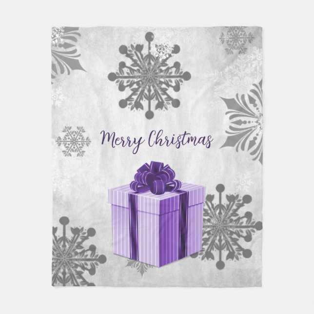 Cadeau de Noël violet couverture en polaire (Devant)