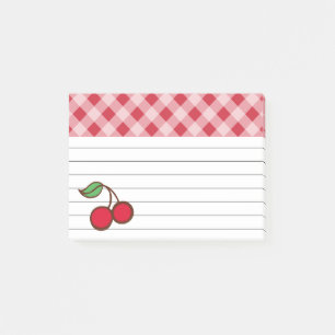 Cadeau de notes post-it de cuisine à carreaux roug