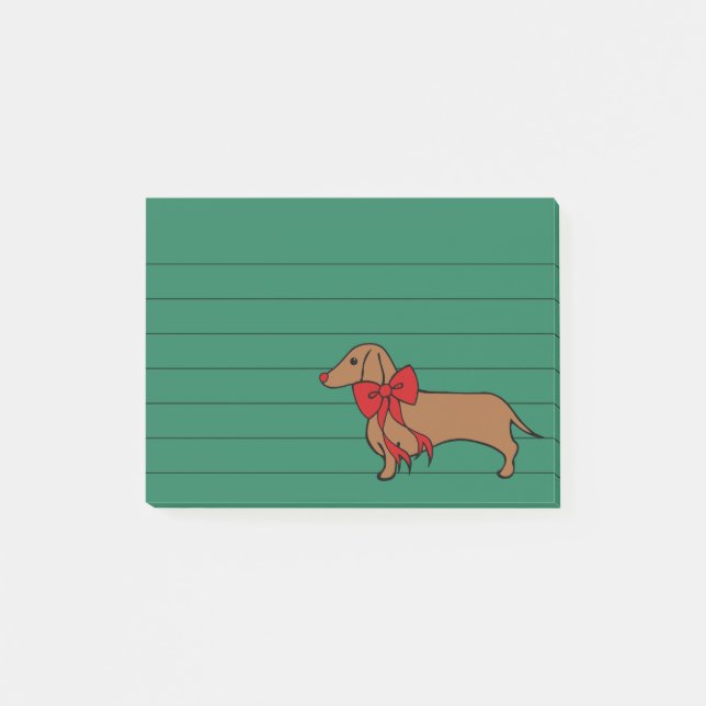Cadeau de notes post-it de teckel de Noël (Devant)