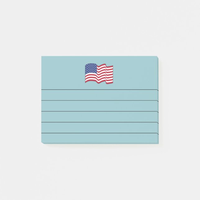 Cadeau de notes post-it Drapeau américain Aqua  (Devant)
