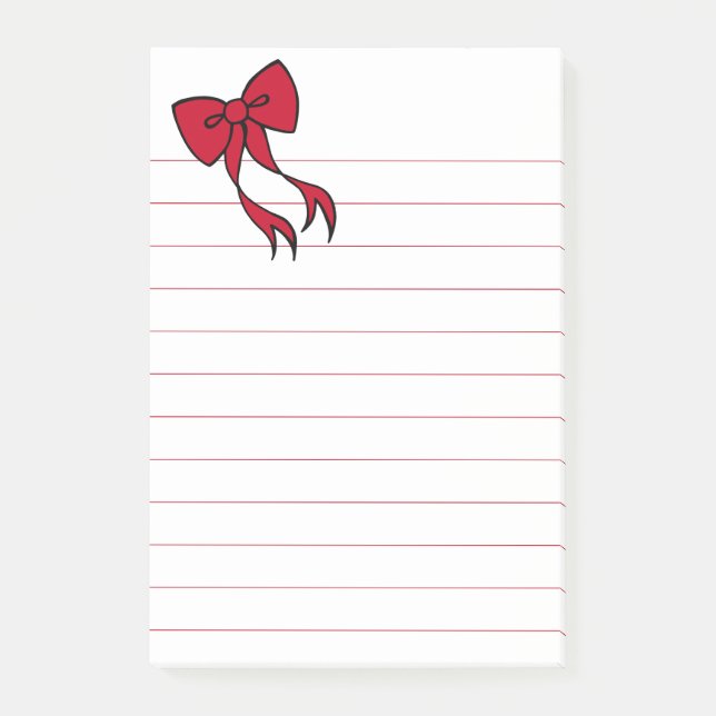 Cadeau de notes post-it grand nœud de Noël (Devant)