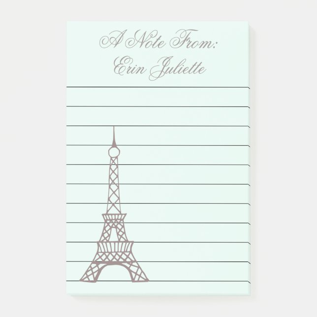 Cadeau de notes Post-it personnalisées Tour Eiffel (Devant)