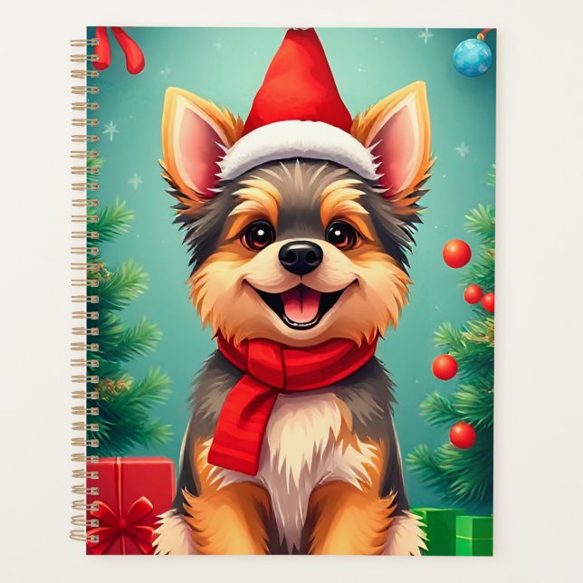 Cadeau de planificateur de Noël de chien de dessin (Devant)