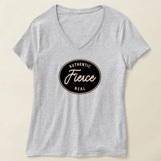 Cadeau de pomme, T-shirt à col V pour femmes, gris