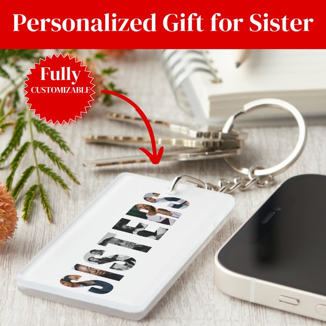 Cadeau de porte-clés en collage de photos de sœurs (Sisters Photo Collage Keychain Gift)